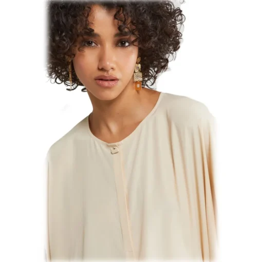 Ottod'Ame Ottod'Ame - Short Sleeve Blouse with Buttons - Cream - Shirt - Luxury Exclusive Collection - Avvenice^ Shirts