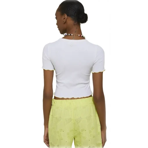 Ottod'Ame Ottod'Ame - Short T-Shirt with Coloured Hem - White - T-Shirt - Luxury Exclusive Collection - Avvenice^ T-shirt
