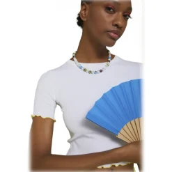 Ottod'Ame Ottod'Ame - Short T-Shirt with Coloured Hem - White - T-Shirt - Luxury Exclusive Collection - Avvenice^ T-shirt