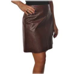 Ottod'Ame Ottod'Ame - Skirt in Python Printed Eco-Leather - Bordeaux - Skirt - Luxury Exclusive Collection - Avvenice^ Skirts