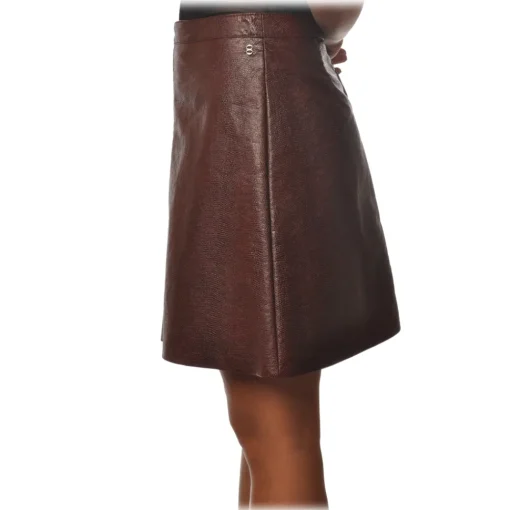 Ottod'Ame Ottod'Ame - Skirt in Python Printed Eco-Leather - Bordeaux - Skirt - Luxury Exclusive Collection - Avvenice^ Skirts