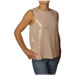 Ottod'Ame Ottod'Ame - Tank Top in Sequins - Pink Powder - Top - Luxury Exclusive Collection - Avvenice