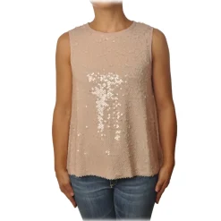 Ottod'Ame Ottod'Ame - Tank Top in Sequins - Pink Powder - Top - Luxury Exclusive Collection - Avvenice