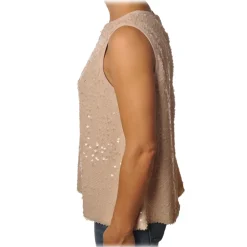 Ottod'Ame Ottod'Ame - Tank Top in Sequins - Pink Powder - Top - Luxury Exclusive Collection - Avvenice