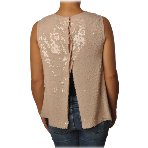Ottod'Ame Ottod'Ame - Tank Top in Sequins - Pink Powder - Top - Luxury Exclusive Collection - Avvenice