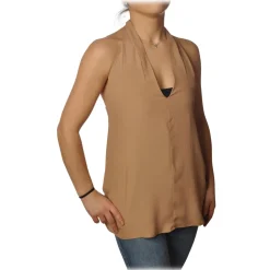 Ottod'Ame Ottod'Ame - Tank Top with Open Back - Beige - Top - Luxury Exclusive Collection - Avvenice