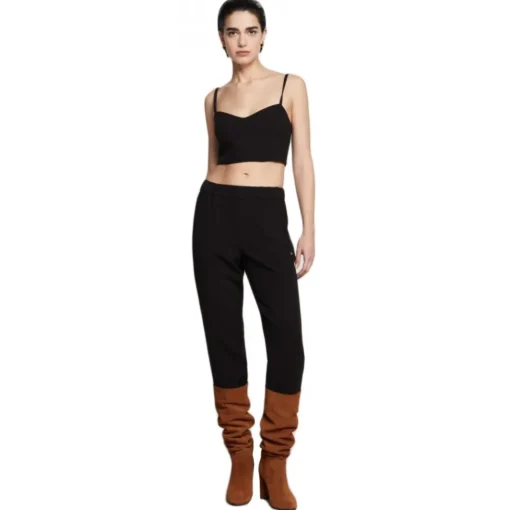 Ottod'Ame Ottod'Ame - Tapered Leg Trousers with Elasticated Waist - Black - Trousers - Luxury Exclusive Collection - Avvenice^ Trousers