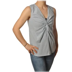 Ottod'Ame Ottod'Ame - Top with Knot Detail - Light Grey - Top - Luxury Exclusive Collection - Avvenice^ Tops