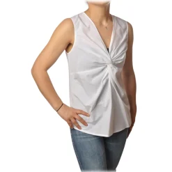 Ottod'Ame Ottod'Ame - Top with Knot Detail - White - Top - Luxury Exclusive Collection - Avvenice