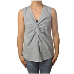 Ottod'Ame Ottod'Ame - Top with Knot Detail - Light Grey - Top - Luxury Exclusive Collection - Avvenice^ Tops