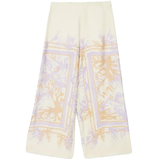 Ottod'Ame Ottod'Ame - Viscose Floral Fantasy Trousers - Cream - Trousers - Luxury Exclusive Collection - Avvenice^ Trousers