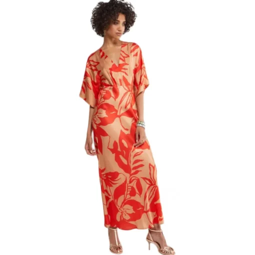 Ottod'Ame Ottod'Ame - Viscose Floral Patterned Dress - Beige/Red - Dresses - Luxury Exclusive Collection - Avvenice
