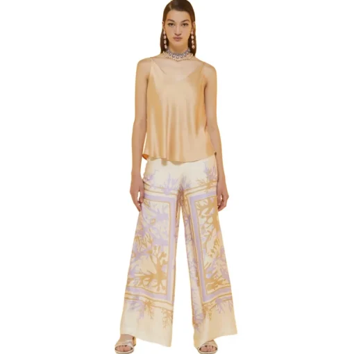 Ottod'Ame Ottod'Ame - Viscose Floral Fantasy Trousers - Cream - Trousers - Luxury Exclusive Collection - Avvenice^ Trousers