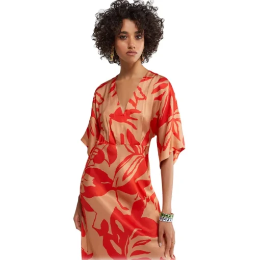 Ottod'Ame Ottod'Ame - Viscose Floral Patterned Dress - Beige/Red - Dresses - Luxury Exclusive Collection - Avvenice
