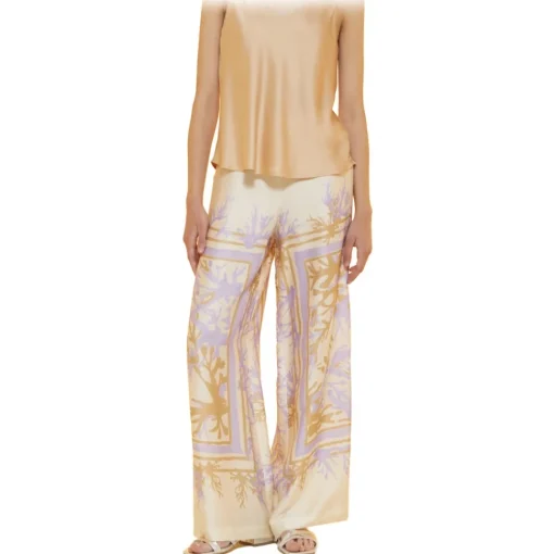 Ottod'Ame Ottod'Ame - Viscose Floral Fantasy Trousers - Cream - Trousers - Luxury Exclusive Collection - Avvenice^ Trousers