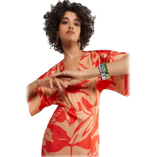Ottod'Ame Ottod'Ame - Viscose Floral Patterned Dress - Beige/Red - Dresses - Luxury Exclusive Collection - Avvenice