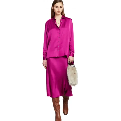 Ottod'Ame Ottod'Ame - Viscose Midi Skirt with Elastic Waistband - Fuxia - Skirt - Luxury Exclusive Collection - Avvenice^ Skirts