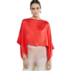 Ottod'Ame Ottod'Ame - Viscose Shirt with Kimono Sleeves - Coral Red - Shirt - Luxury Exclusive Collection - Avvenice