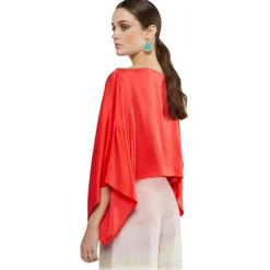 Ottod'Ame Ottod'Ame - Viscose Shirt with Kimono Sleeves - Coral Red - Shirt - Luxury Exclusive Collection - Avvenice