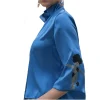 Pael\u00ec Couture Paelì Couture - Hand Painted Pure Italian Silk Shirt - Blue - Shirt - Made in Italy - Luxury Exclusive Collection - Avvenice