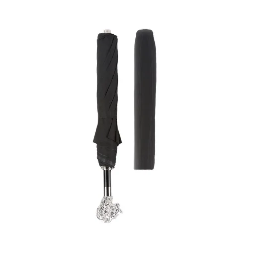Pasotti Ombrelli 1956 - 64 6768-1 W37 - Silver Lion Folding Umbrella - Luxury Artisan High Quality Umbrella - Avvenice