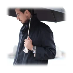 Pasotti Ombrelli 1956 - 64 6768-1 W37 - Silver Lion Folding Umbrella - Luxury Artisan High Quality Umbrella - Avvenice