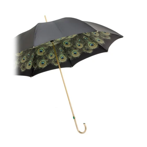 Pasotti Ombrelli 1956 - 189 Hawaii P5 - Black Umbrella with Peacock Interior - Luxury Artisan High Quality Umbrella - Avvenice^ Umbrellas And Sticks