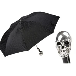 Pasotti Ombrelli 1956 - 64 PNT W33 - Skull Print Umbrella - Silver Skull - Luxury Artisan High Quality Umbrella - Avvenice^ Umbrellas And Sticks