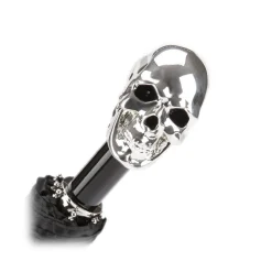 Pasotti Ombrelli 1956 - 64 PNT W33 - Skull Print Umbrella - Silver Skull - Luxury Artisan High Quality Umbrella - Avvenice^ Umbrellas And Sticks
