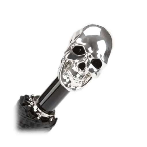Pasotti Ombrelli 1956 - 64 PNT W33 - Skull Print Umbrella - Silver Skull - Luxury Artisan High Quality Umbrella - Avvenice^ Umbrellas And Sticks