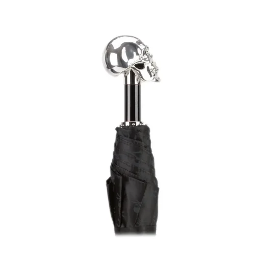 Pasotti Ombrelli 1956 - 64 PNT W33 - Skull Print Umbrella - Silver Skull - Luxury Artisan High Quality Umbrella - Avvenice^ Umbrellas And Sticks