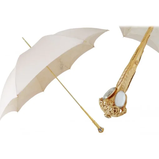 Pasotti Ombrelli 1956 - 386OR Serge-65 E11 - Elegant Ecru Parasol - Luxury Artisan High Quality Umbrella - Avvenice^ Umbrellas And Sticks
