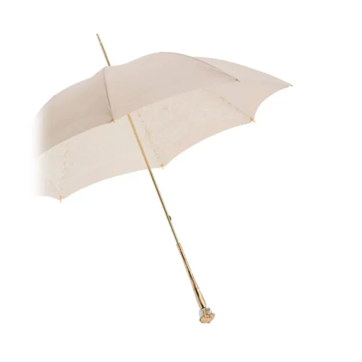 Pasotti Ombrelli 1956 - 386OR Serge-65 E11 - Elegant Ecru Parasol - Luxury Artisan High Quality Umbrella - Avvenice^ Umbrellas And Sticks