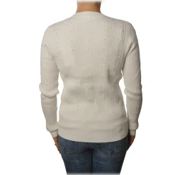 Patrizia Pepe - Cardigan Model with Buttons and V-neck - White - Pullover - Made in Italy - Luxury Exclusive Collection - Avvenice^ Knitwears
