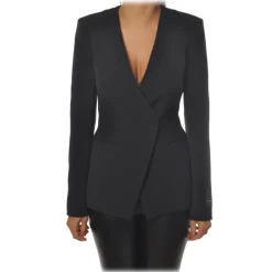 Patrizia Pepe - Double Breasted Collarless Jacket - Black - Jacket - Made in Italy - Luxury Exclusive Collection - Avvenice^ Jackets