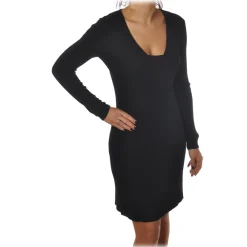 Patrizia Pepe - Dress in Wool with Logo - Black - Dress - Made in Italy - Luxury Exclusive Collection - Avvenice^ Dresses