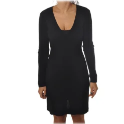 Patrizia Pepe - Dress in Wool with Logo - Black - Dress - Made in Italy - Luxury Exclusive Collection - Avvenice^ Dresses