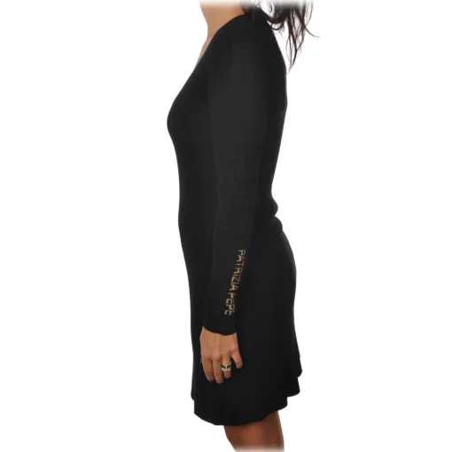 Patrizia Pepe - Dress in Wool with Logo - Black - Dress - Made in Italy - Luxury Exclusive Collection - Avvenice^ Dresses