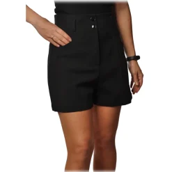 Patrizia Pepe - High Waisted Bermuda with Soft Leg - Black - Trousers - Made in Italy - Luxury Exclusive Collection - Avvenice^ Trousers
