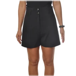 Patrizia Pepe - High Waisted Bermuda with Soft Leg - Black - Trousers - Made in Italy - Luxury Exclusive Collection - Avvenice^ Trousers