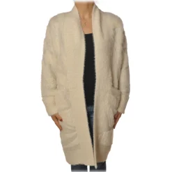 Patrizia Pepe - Long Cardigan Without Closures - White - Pullover - Made in Italy - Luxury Exclusive Collection - Avvenice^ Knitwears