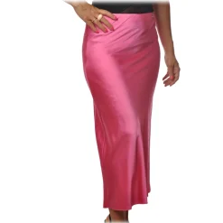 Patrizia Pepe - Midi Skirt High Waist Satin Effect - Shocking Pink - Skirt - Made in Italy - Luxury Exclusive Collection - Avvenice^ Skirts