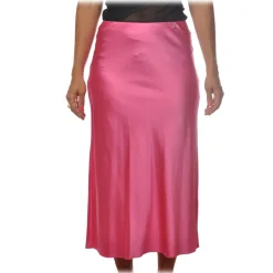 Patrizia Pepe - Midi Skirt High Waist Satin Effect - Shocking Pink - Skirt - Made in Italy - Luxury Exclusive Collection - Avvenice^ Skirts