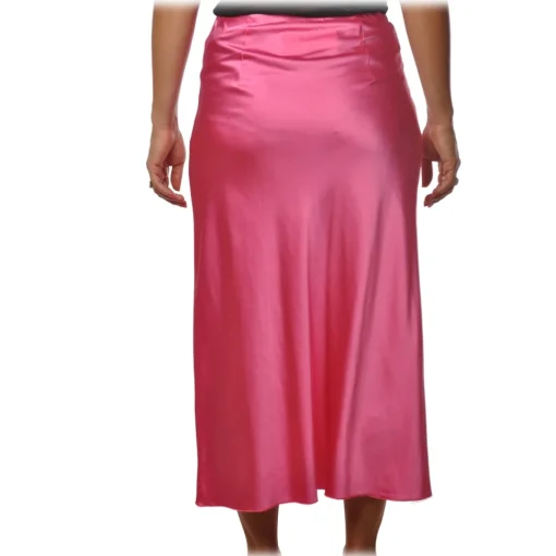 Patrizia Pepe - Midi Skirt High Waist Satin Effect - Shocking Pink - Skirt - Made in Italy - Luxury Exclusive Collection - Avvenice^ Skirts