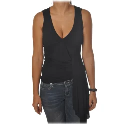Patrizia Pepe - Model with Deep "V" Neckline - Black - Top - Made in Italy - Luxury Exclusive Collection - Avvenice^ Tops