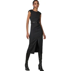 Patrizia Pepe - Pinstripe Patterned Sheath Dress - Black - Made in Italy - Luxury Exclusive Collection - Avvenice^ Dresses