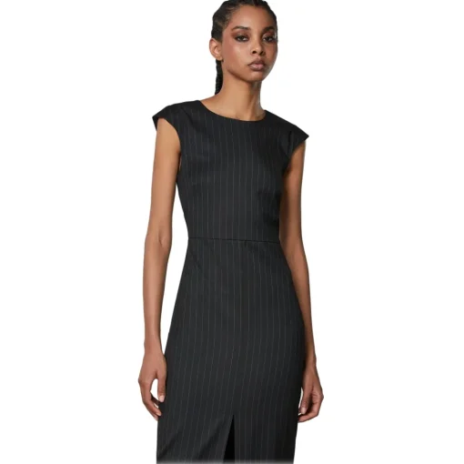 Patrizia Pepe - Pinstripe Patterned Sheath Dress - Black - Made in Italy - Luxury Exclusive Collection - Avvenice^ Dresses