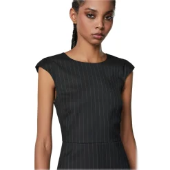 Patrizia Pepe - Pinstripe Patterned Sheath Dress - Black - Made in Italy - Luxury Exclusive Collection - Avvenice^ Dresses