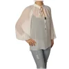 Patrizia Pepe - Pleated Blouse with Korean Collar - White - Shirt - Made in Italy - Luxury Exclusive Collection - Avvenice