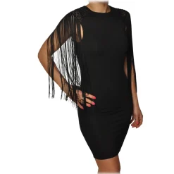 Patrizia Pepe - Short Dress with Fringes and Embroidery - Black - Dress - Made in Italy - Luxury Exclusive Collection - Avvenice^ Dresses